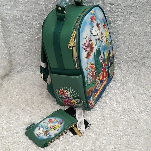 NWT Loungefly Peter Pan Captain Captain Hook mini backpack and wallet set - Picture 2 of 16